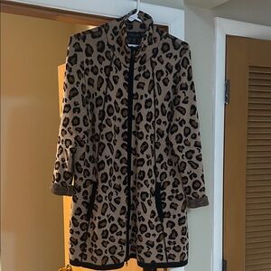 Leopard Print Open Front Cardigan Sweater - Brown/Black